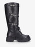 Bottes en simili à boucles et lacets - Noir - 1