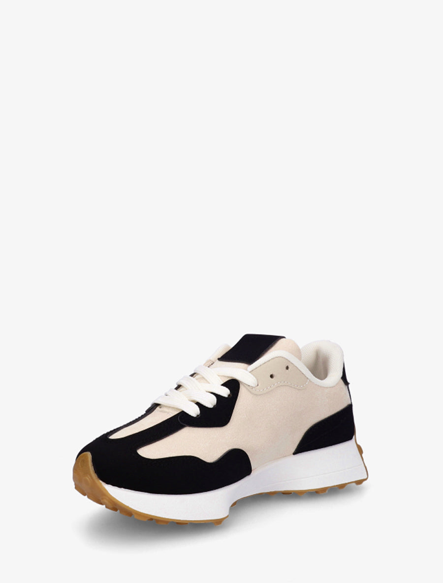 Baskets bimatière à semelle stylisée - Noir - 3