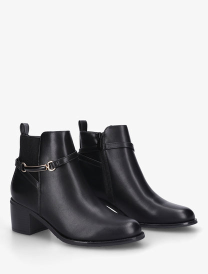 Bottines élastiquées en simili à ceinturon - Noir - 4