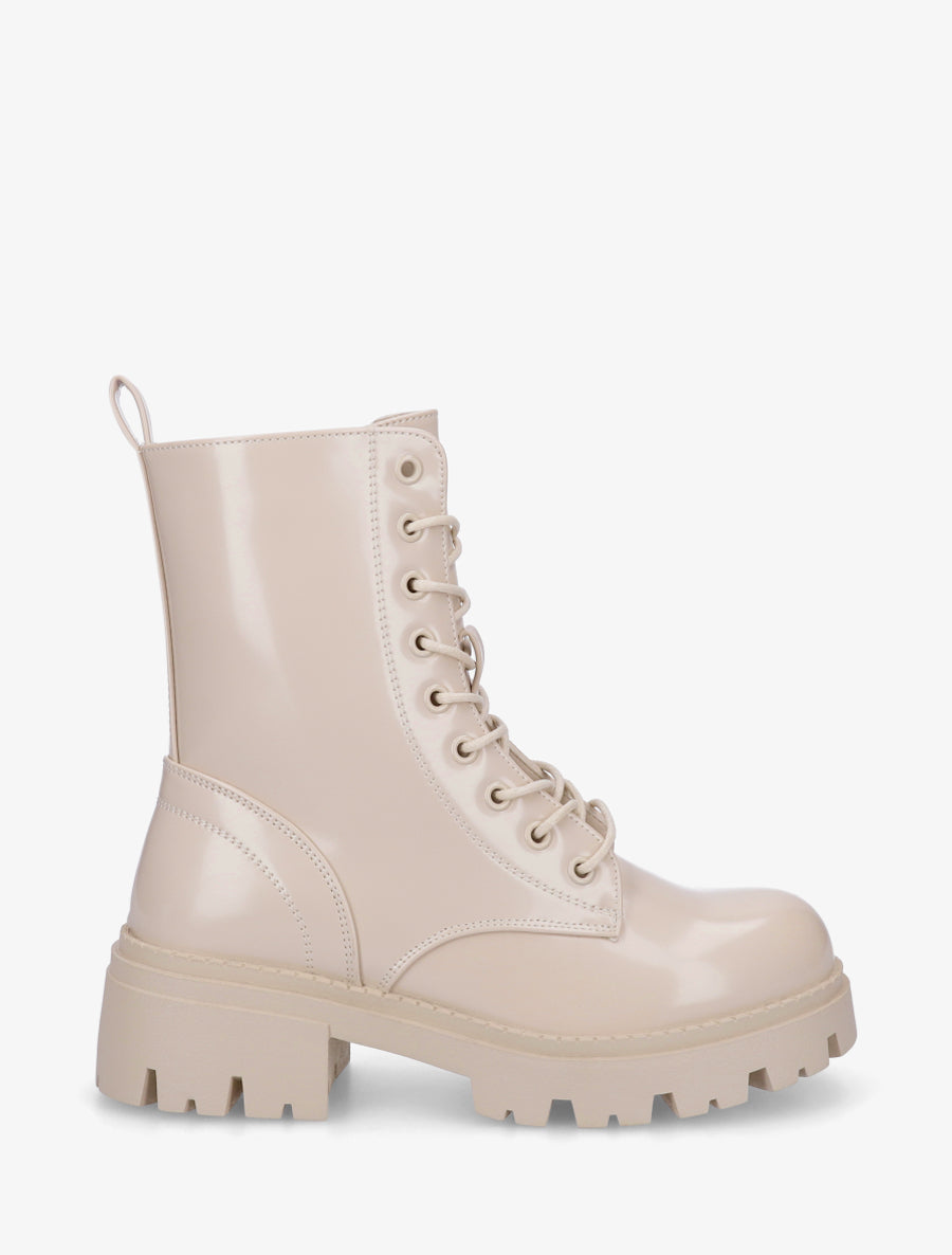 Bottines vernies à lacets - Beige - 1