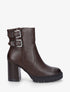 Bottines en simili à double sangles - Marron - 1