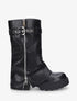 Bottines à revers et zip décoratif en simili - Noir - 1