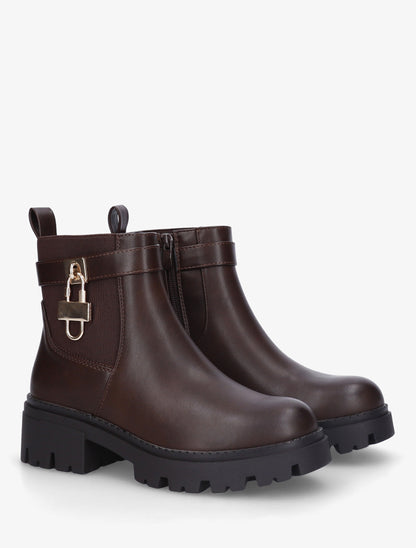 Bottines élastiquées à empiècement cadenas - Marron - 4