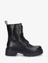 Bottines montantes à lacets et emiècement métal - Noir - 1