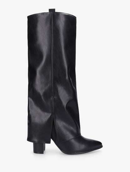 Bottes à revers à talon haut - Noir - 1