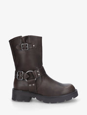 Bottines montantes en simili - Marron - 1