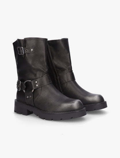 Bottines montantes en simili - Gris anthracite - 4