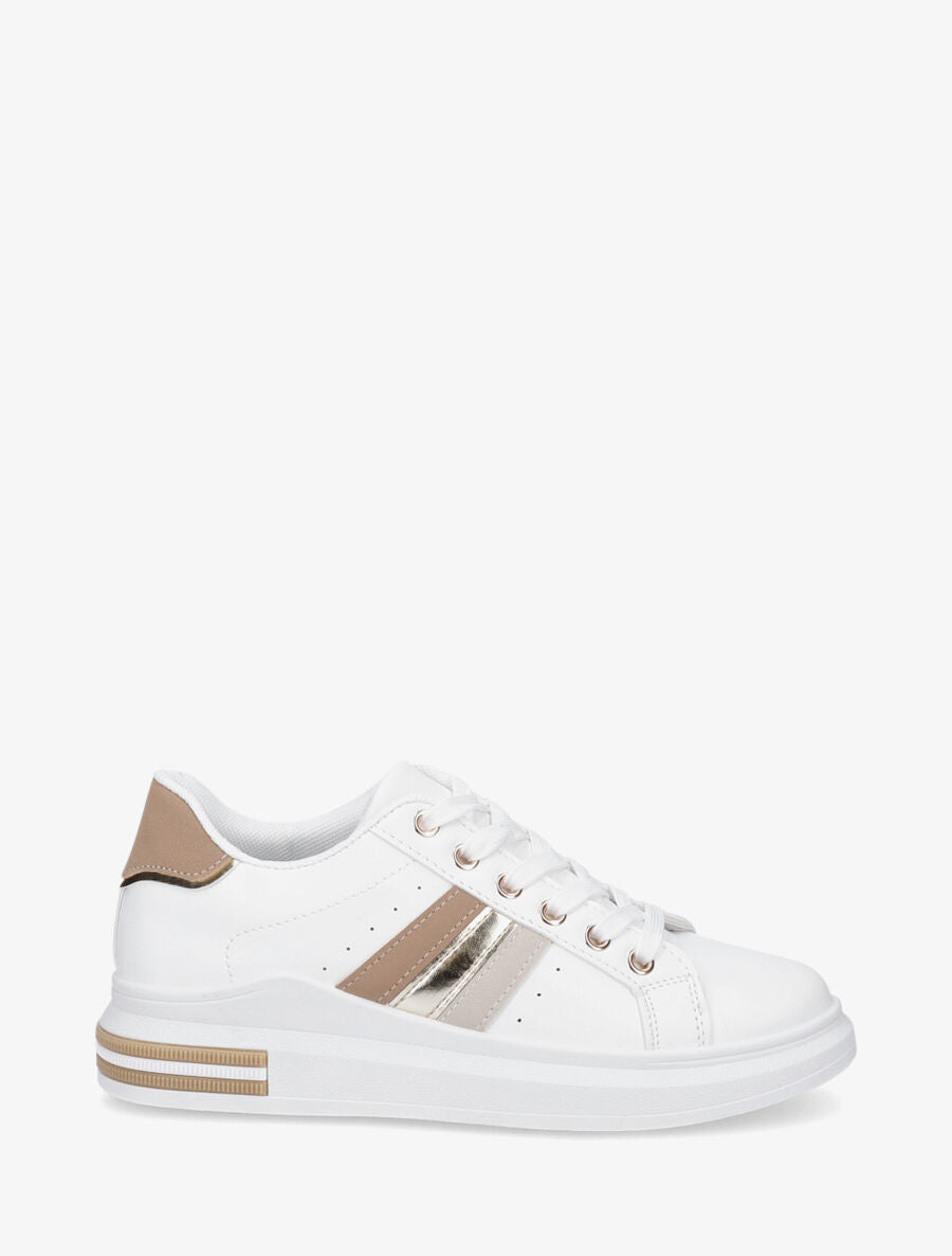 Tennis classiques à bandes - Beige - 5