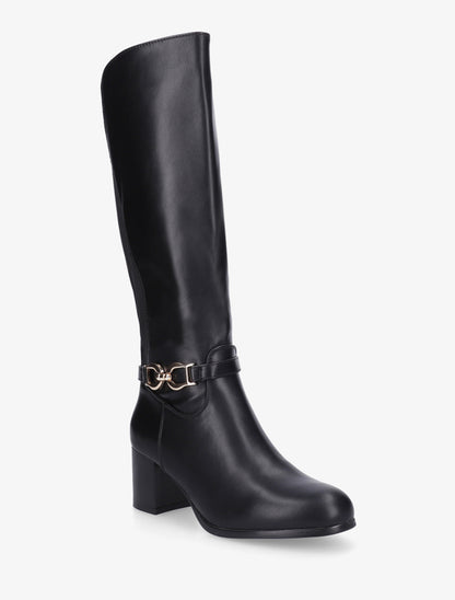 Bottes en simili à boucle décorative - Noir - 2