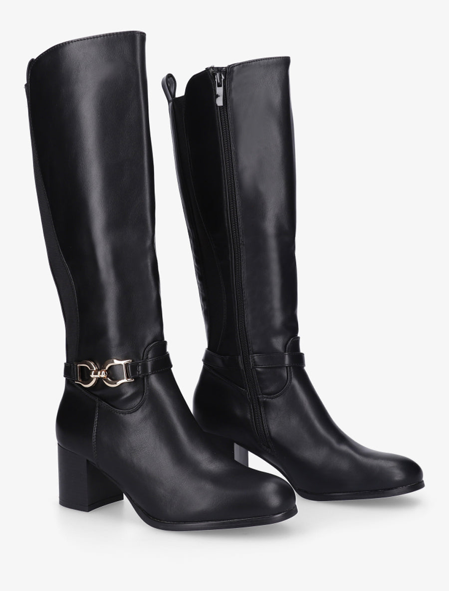 Bottes en simili à boucle décorative - Noir - 4