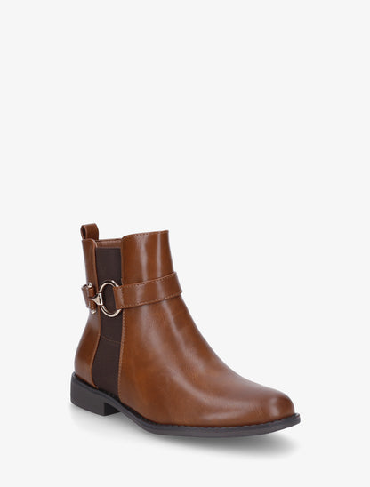 Bottines unies à cheville élastiquée - Camel - 2