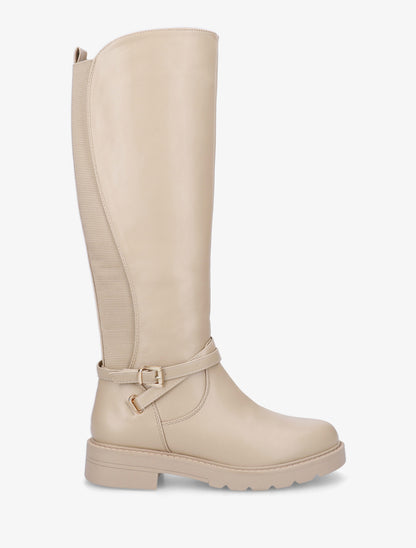 Bottes cavalière élastiquées à sangle - Beige - 1