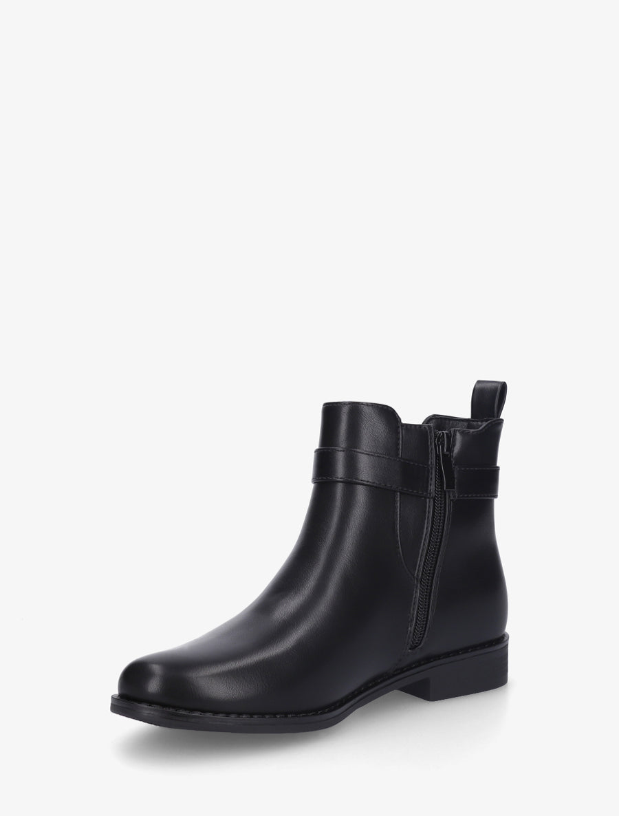 Bottines en simili à cheville élastiquée - Noir - 3