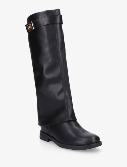 Bottes plates en simili - Noir - 2
