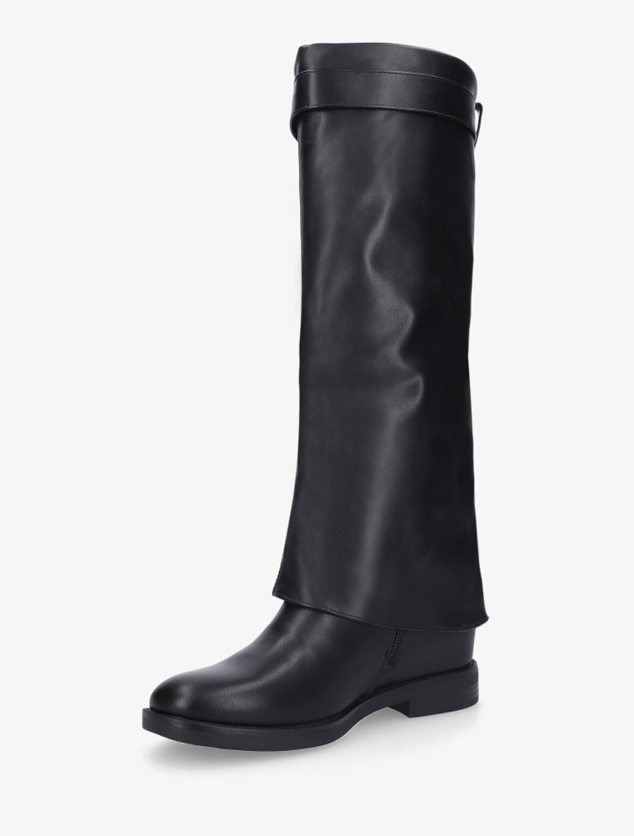 Bottes plates en simili - Noir - 3