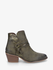 Bottines à talon et imprimé python - Kaki - 1
