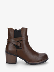 Bottines en simili à cheville élastiquée - Marron - 1