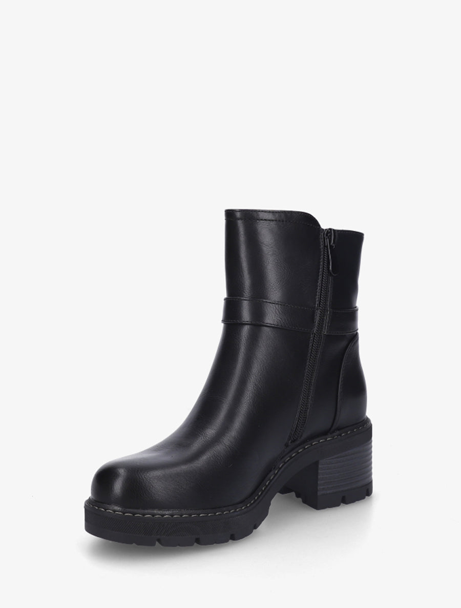 Bottines en simili à détail imprimé vache - Noir - 3