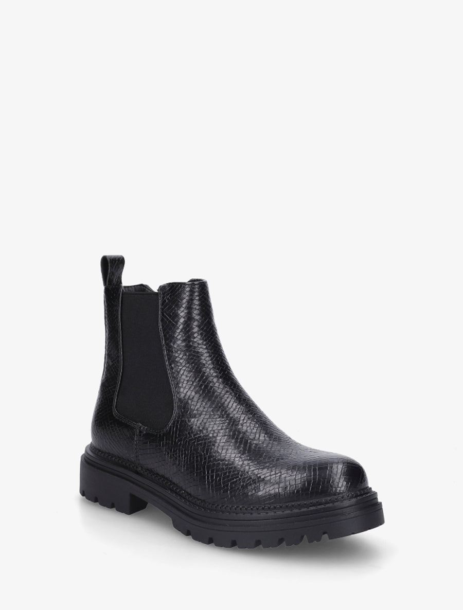 Bottines imprimées style chelsea en simili - Noir - 2