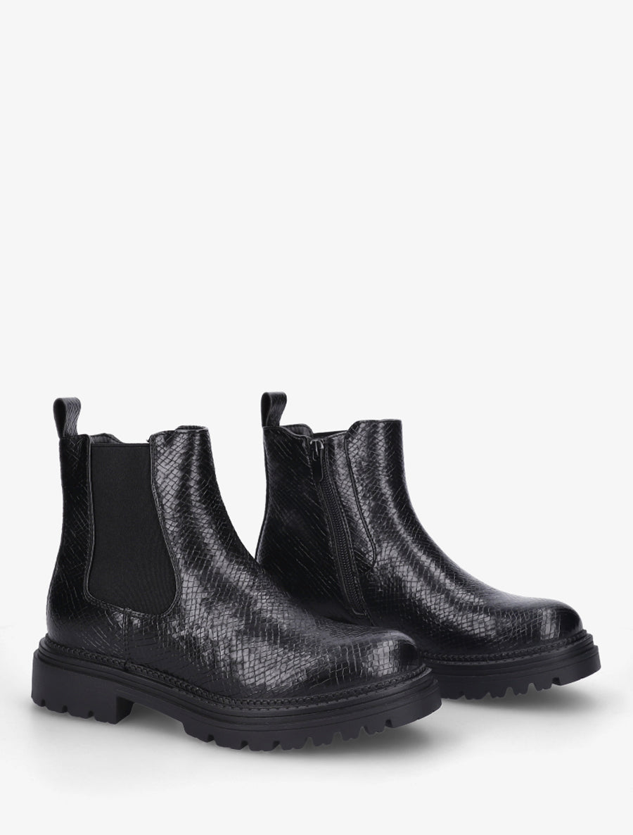 Bottines imprimées style chelsea en simili - Noir - 4
