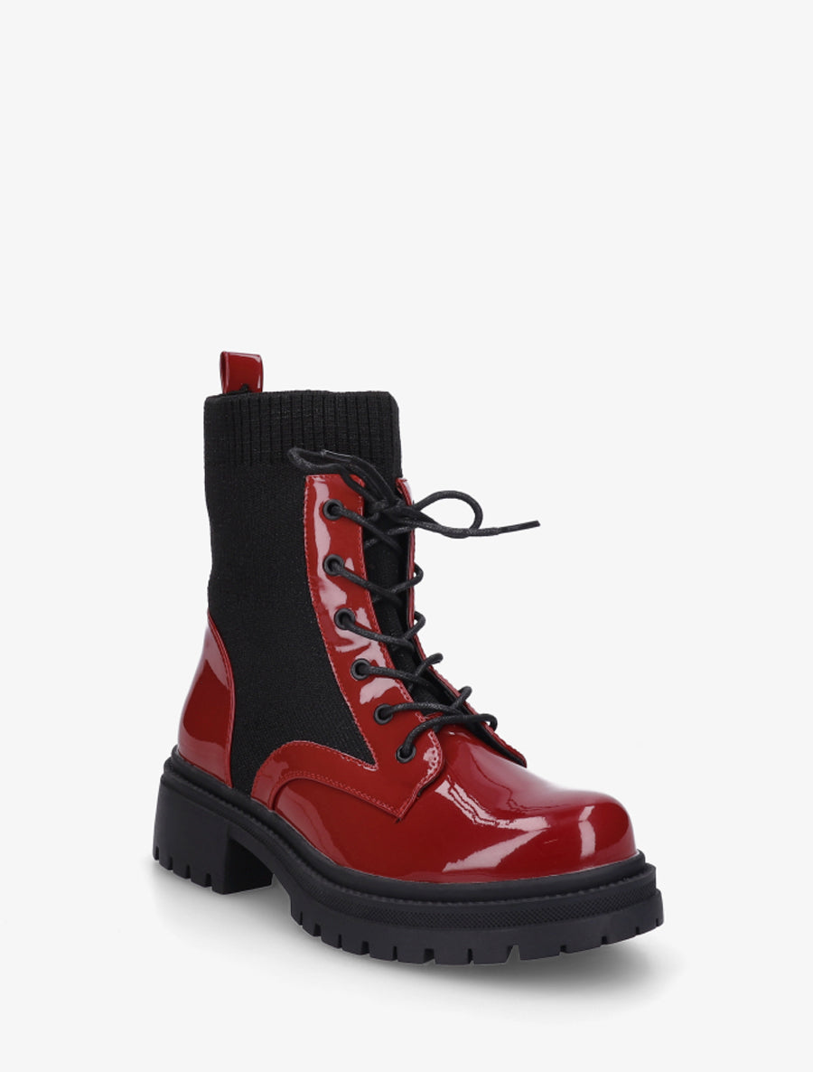 Bottines chaussettes et vernies - Rouge - 2