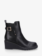 Bottines élastiquées à talon compensé - Noir - 1