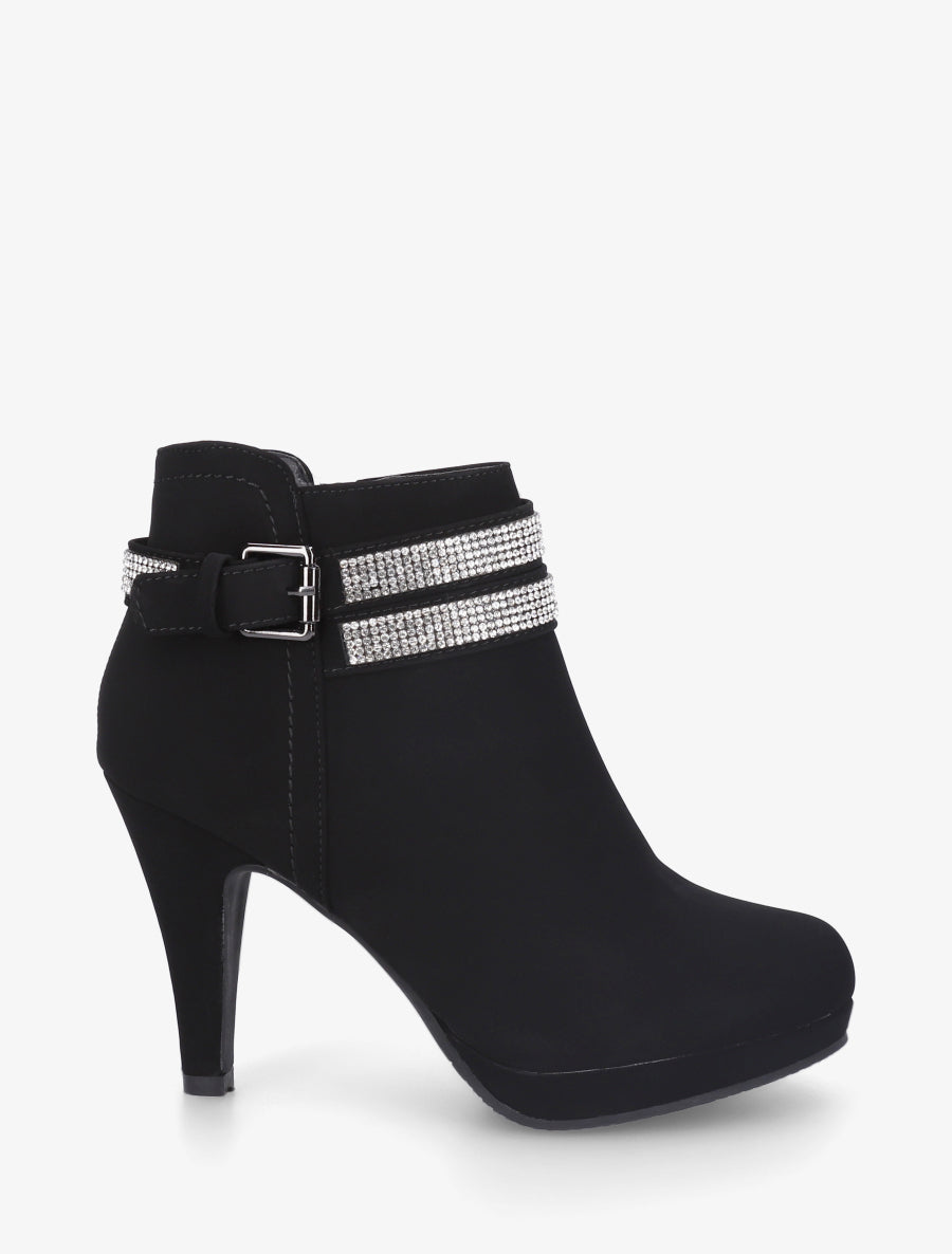 Low Boots mit Leopardenmuster innen - Schwarz