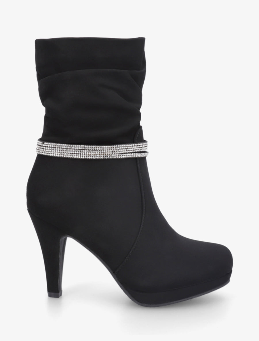 Stiefeletten mit Strassbesatz - Schwarz