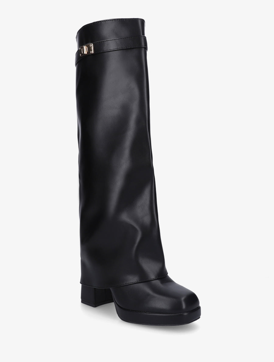 Bottes à revers et boucle décorative - Noir - 2