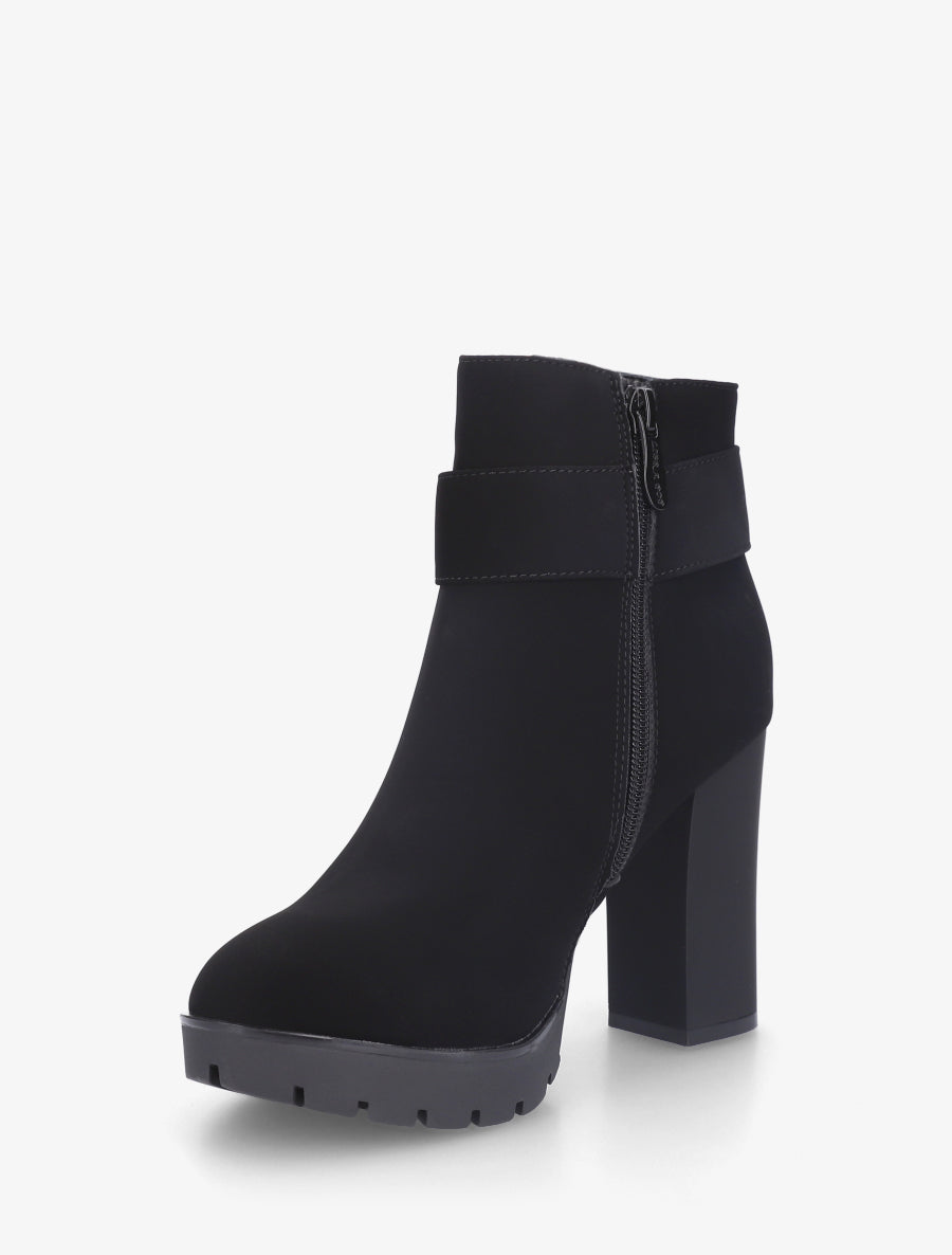 Bottines à empiècement bijou strassé - Noir - 3