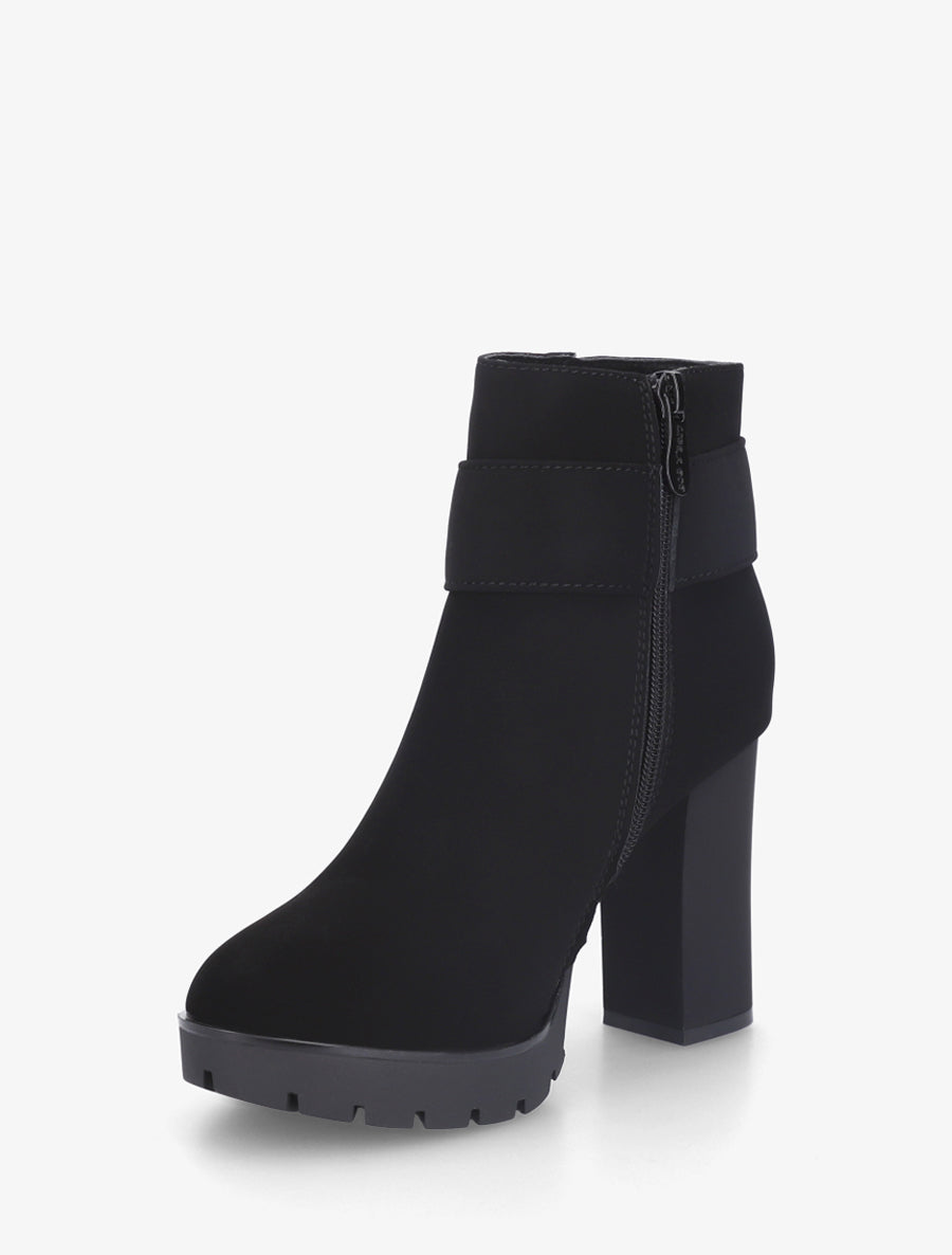 Bottines à talon et boucle à strass - Noir - 3