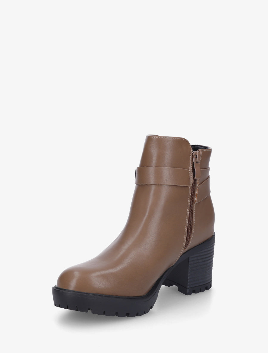 Bottines en simili à boucle décorative - Taupe - 3