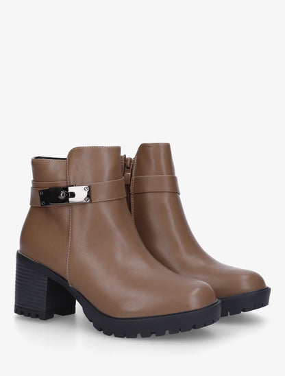 Bottines en simili à boucle décorative - Taupe - 4