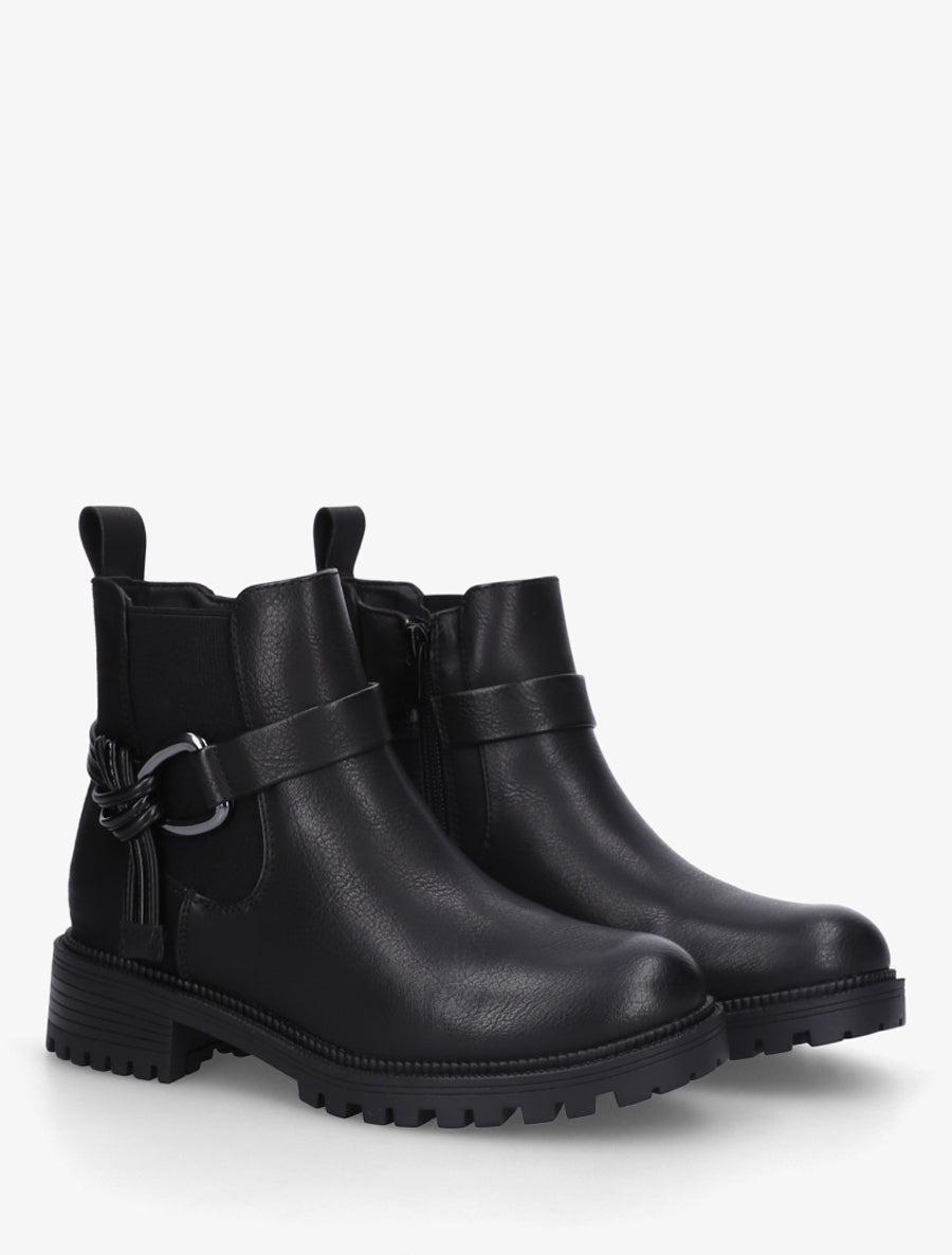 Bottines à cheville élastiquée et boucle - Noir - 4