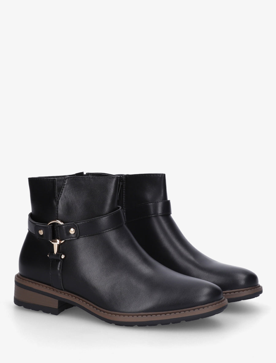 Bottines en simili à boucle décorative - Noir - 4