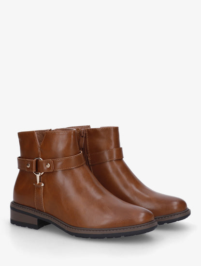 Bottines en simili à boucle décorative - Camel - 4