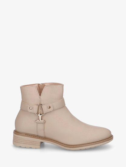 Bottines en simili à boucle décorative - Beige - 1