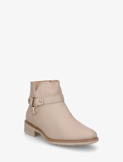 Bottines en simili à boucle décorative - Beige - 2