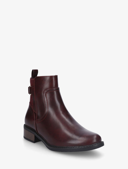 Bottines bi-matière unies - Lie de vin - 2