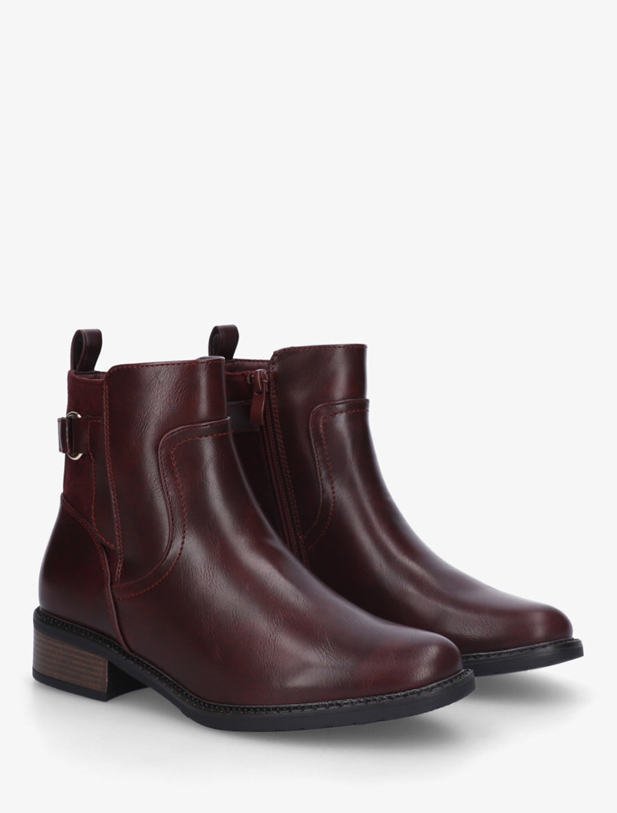Bottines bi-matière unies - Lie de vin - 4