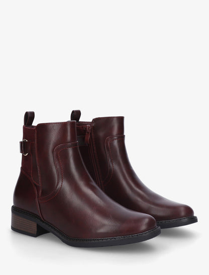 Bottines bi-matière unies - Lie de vin - 4