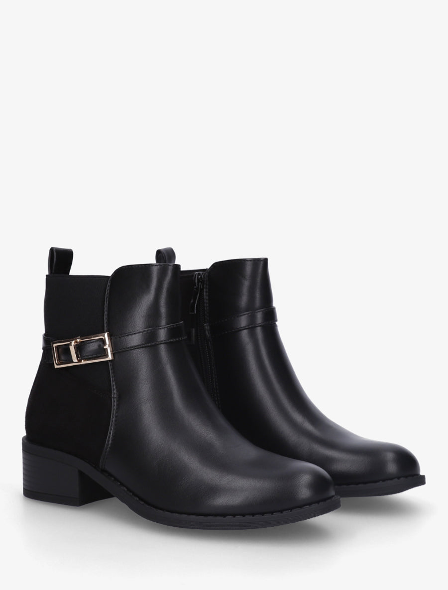 Bottines bi-matière élastiquées - Noir - 4