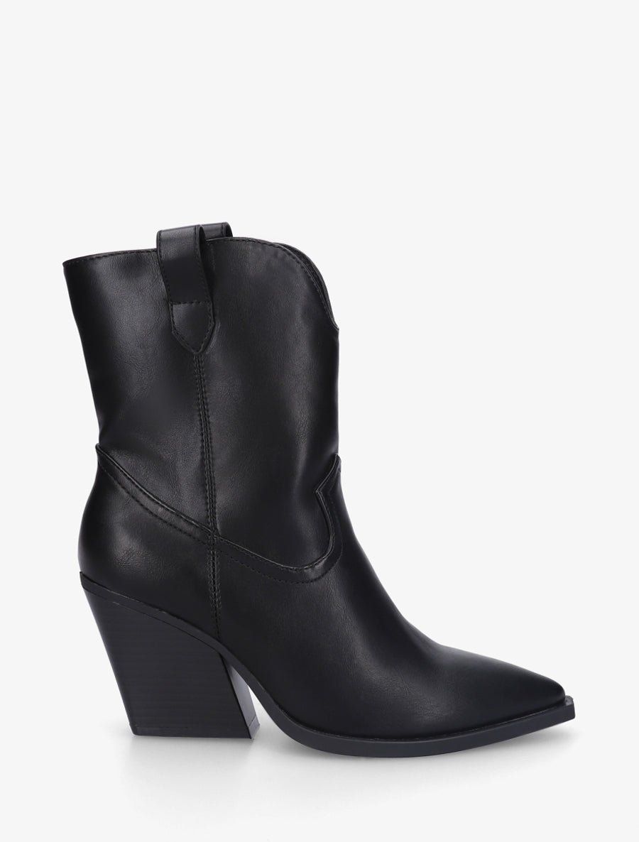 Bottines à talon bottier en simili - Noir - 1