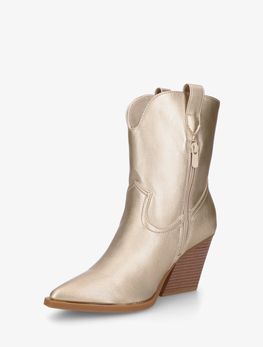 Bottines à talon bottier en simili - Or - 3