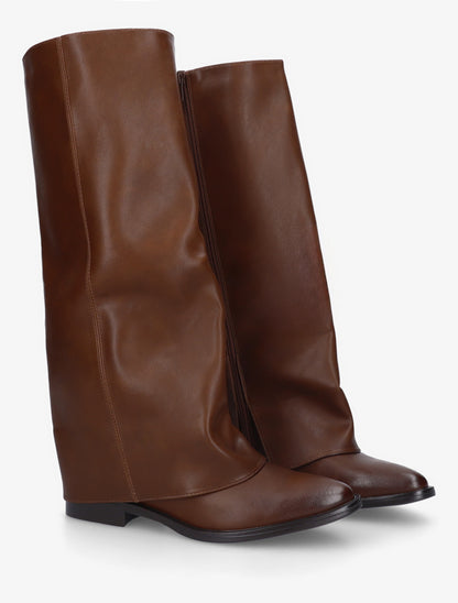 Bottes plates à revers - Camel - 4