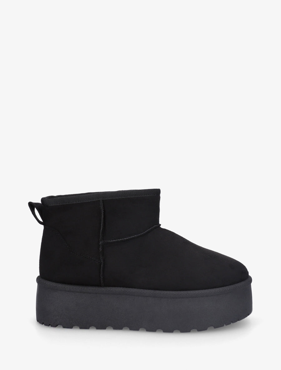 Boots en suédine à semelle plateforme - Noir - 1