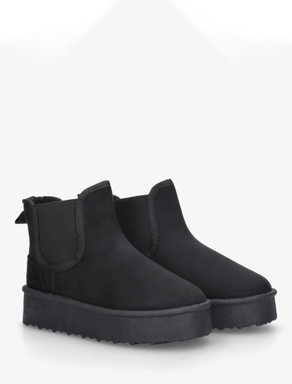 Bottines élastiquées en suédine - Noir - 4