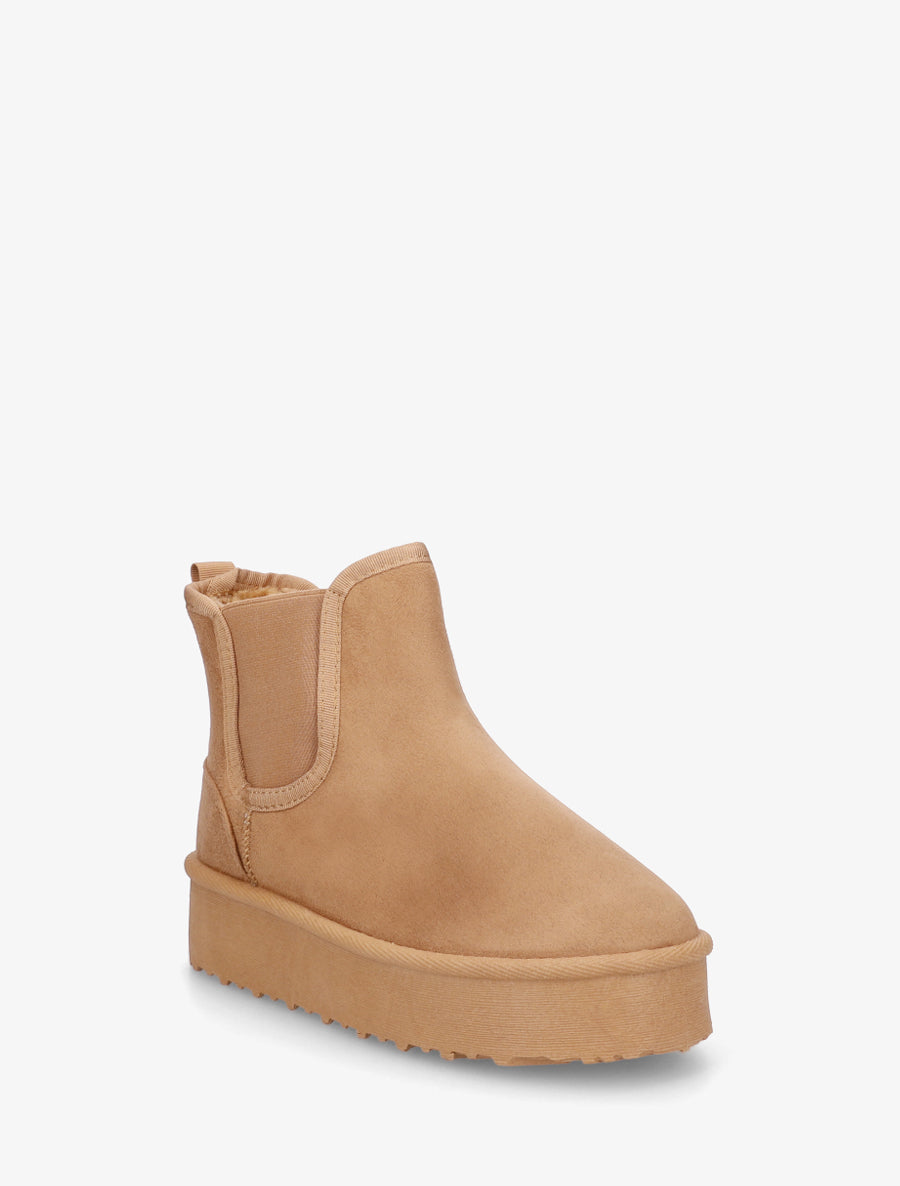 Bottines élastiquées en suédine - Camel - 2
