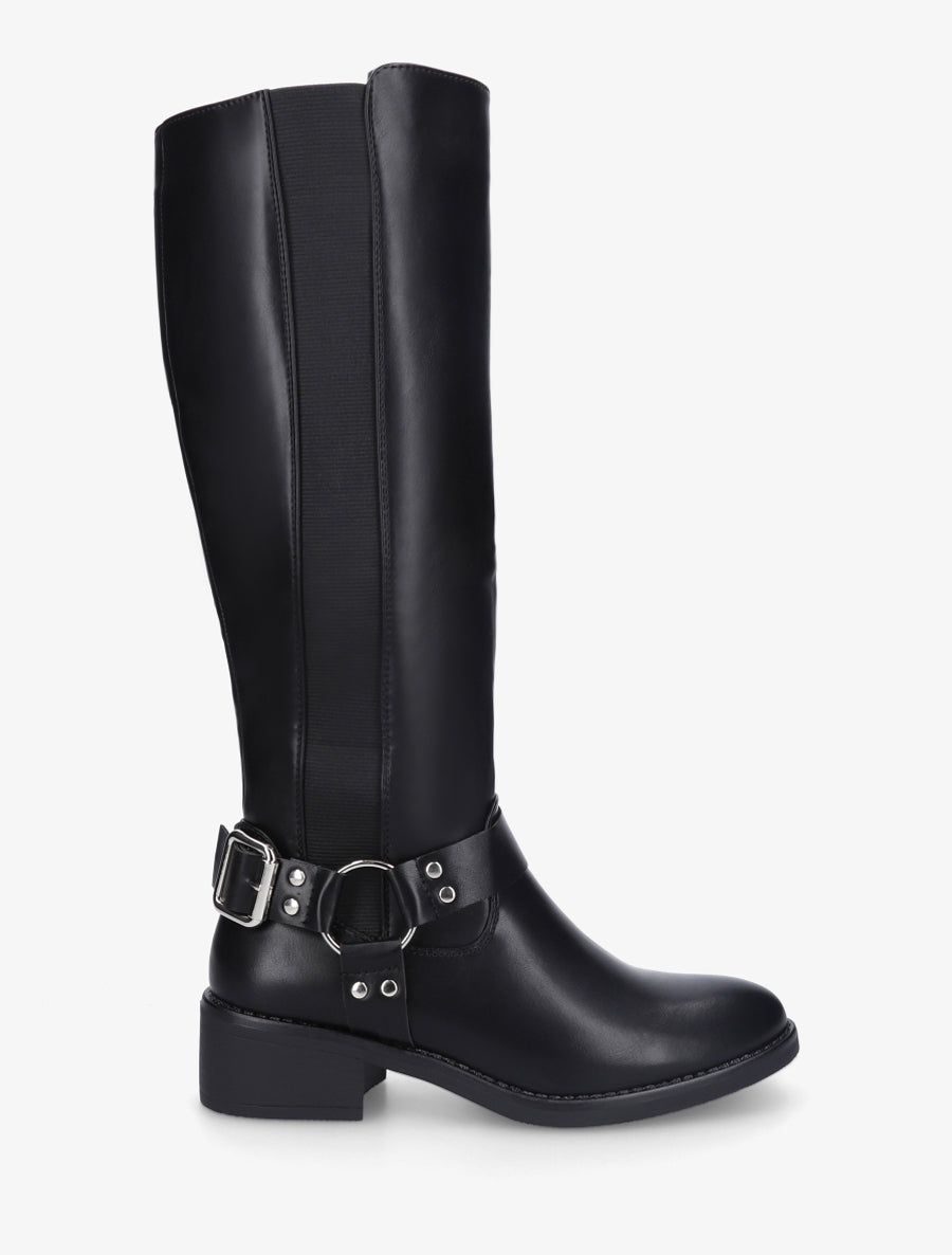 Reitstiefel mit Schnalle - Schwarz