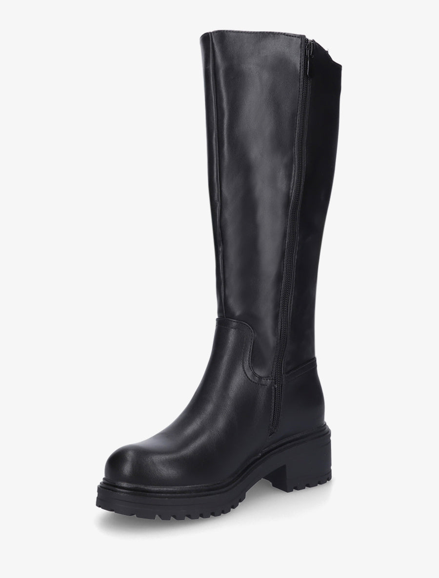 Bottes élastiquées en simili - Noir - 3